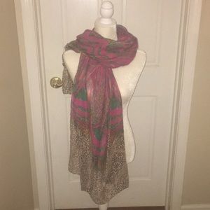 Scarf multicolored accented with animal print